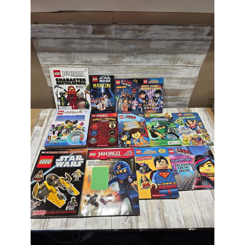 Lego Book Lot Ninjago Star Wars Lego Movie DC Super Heroes Books Missing‎ Minis